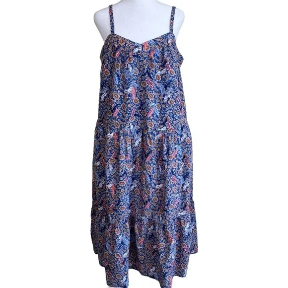 Knox Rose Pleated Midi Sundress in Blue and Orange - Picture 2 of 16